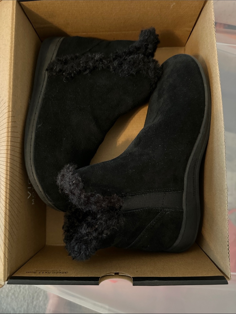Black Women’s Suede Ankle Boots with Shearling Trim